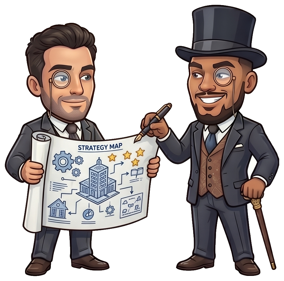 The two Elite Builders founders working through a growth strategy together.
